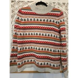 J.Crew Fair Isle Mock Neck Sweater Small  Lambswool Blend Cozy Knit Pullover